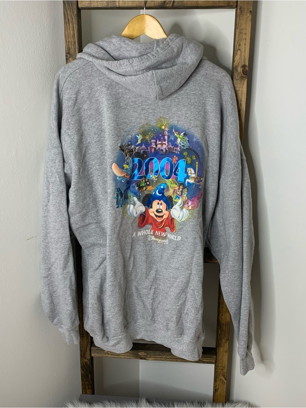 Vintage Disney Disneyland 2004 Grey Mickey Mouse Hooded Jacket Size XXL